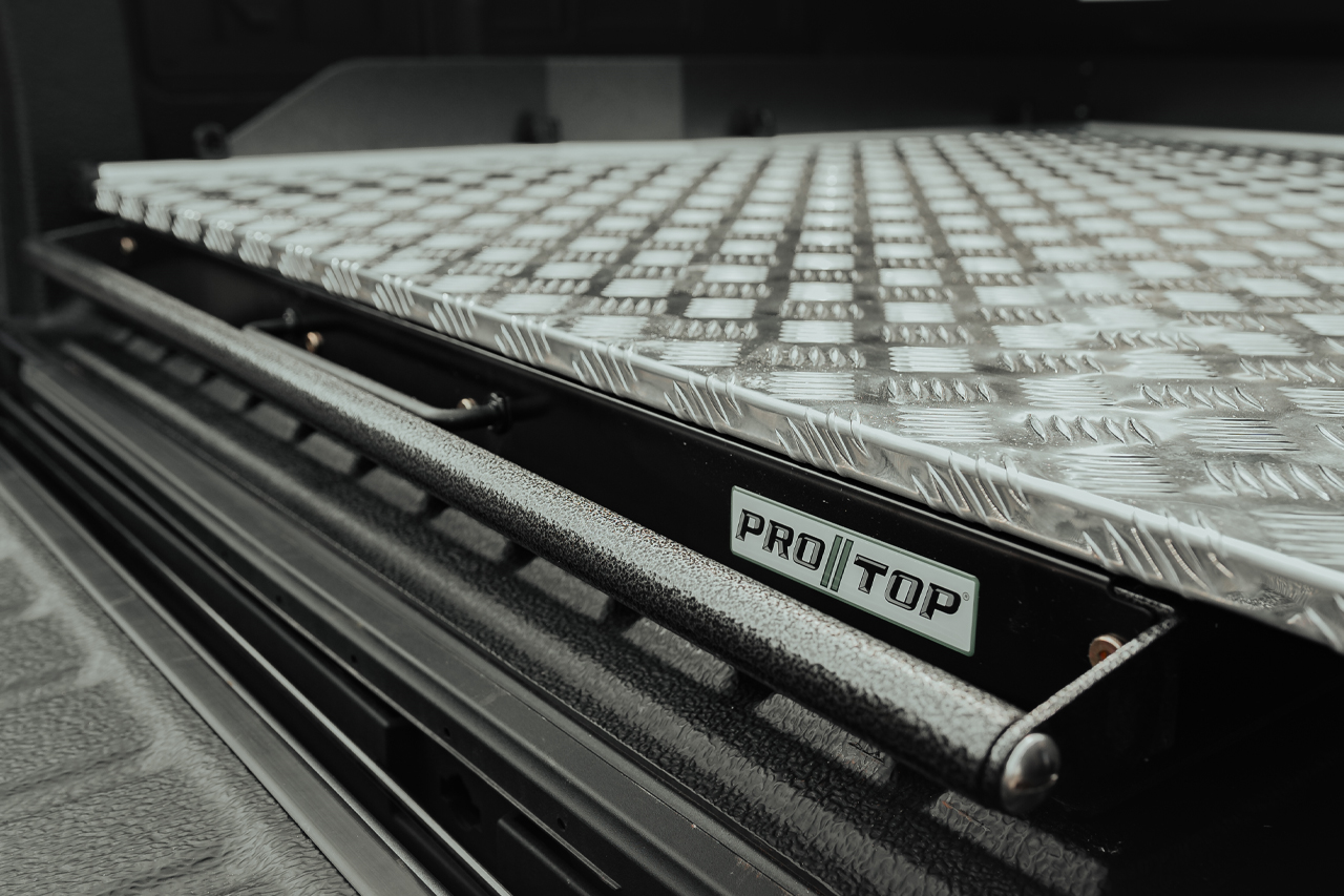 Heavy-duty chequered ProTop sliding trays for pickups